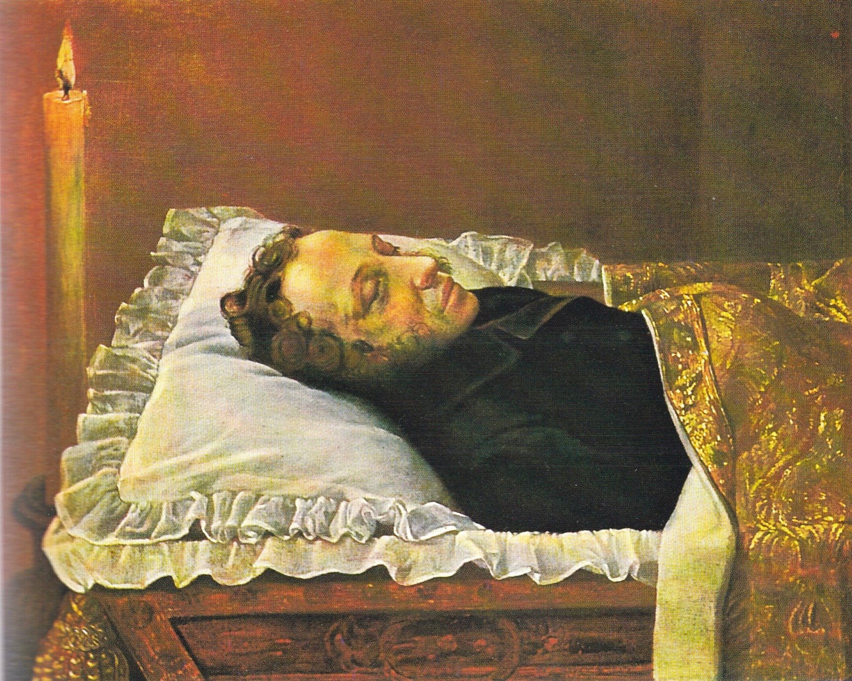 Александр Пушкин в гробу. Картина А. Козлова. 1837 год.