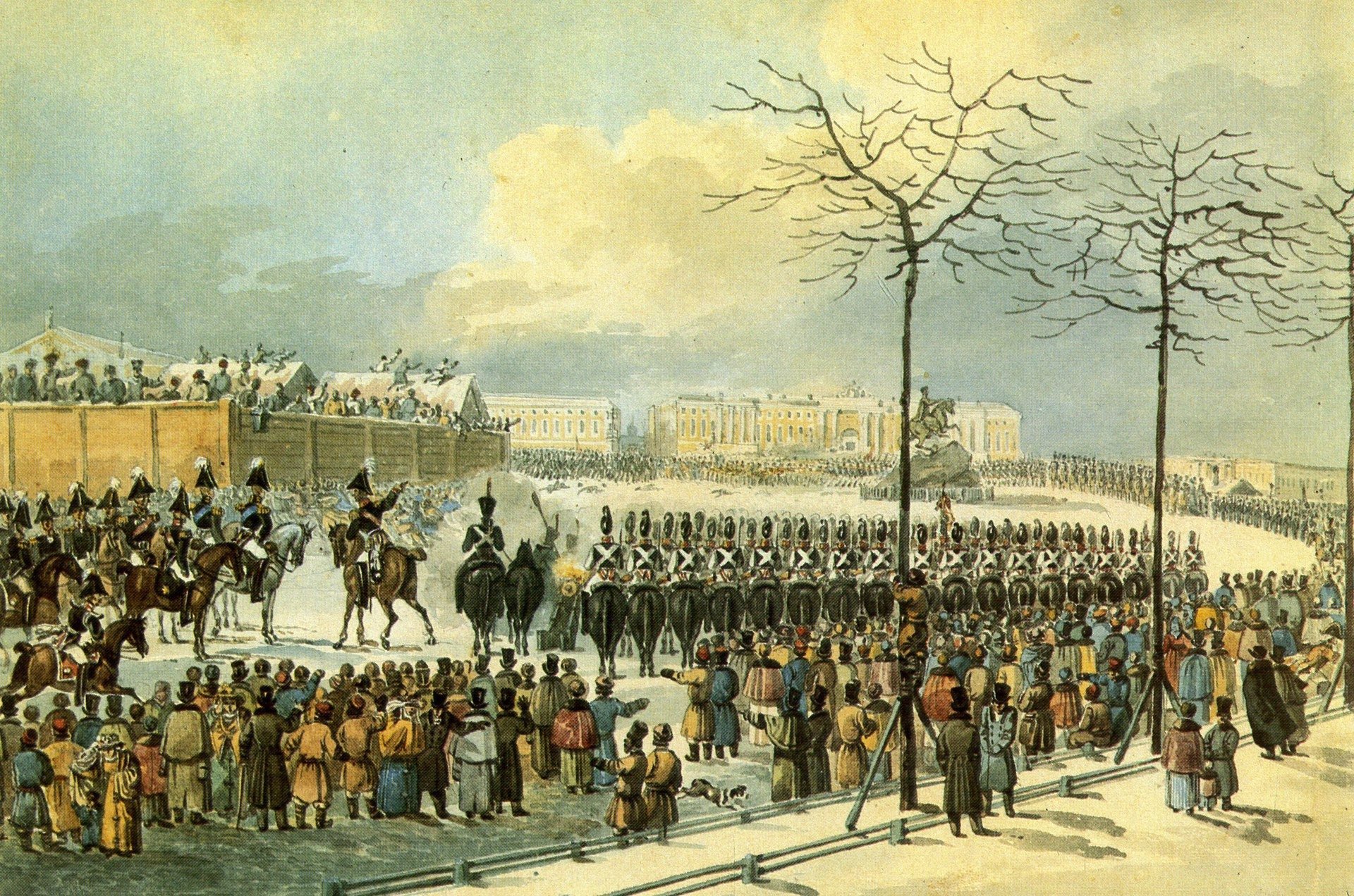 На Сенатской площади, 14 декабря 1825. Художник: Карл Кольман