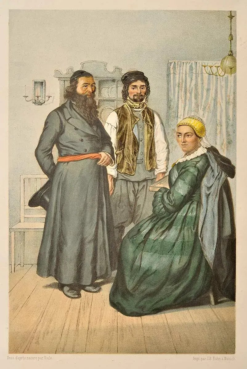 Евреи. Талмудисты. Художник Г.-Ф. Паули. Хромолитография из альбома «Description ethnographique des peuples de la Russie». Т. 1. Л. 22. Saint-Petersbourg: Imprimerie de F. Bellizard, 1862. Источник: Библиотека Конгресса США